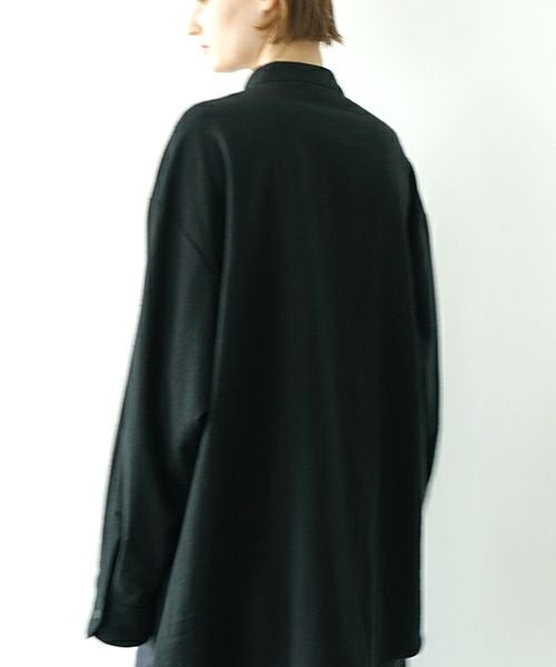 VU ヴウ wide stand collar shirts nep cotton silk [BLACK] vu-sht-008