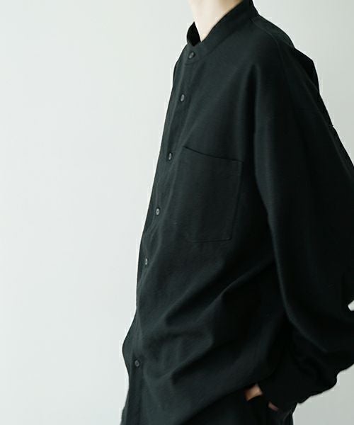 VU ヴウ wide stand collar shirts nep cotton silk [BLACK] vu-sht-008
