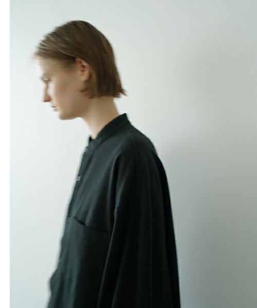 VU ヴウ wide stand collar shirts nep cotton silk [BLACK] vu-sht-008