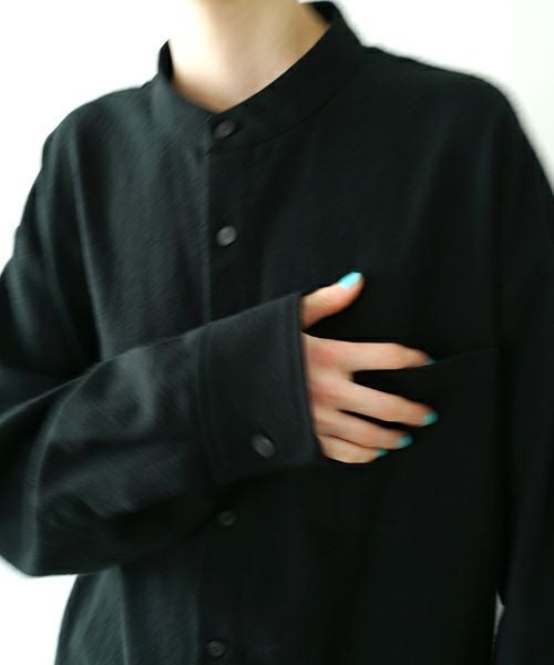 VU ヴウ wide stand collar shirts nep cotton silk [BLACK] vu-sht-008