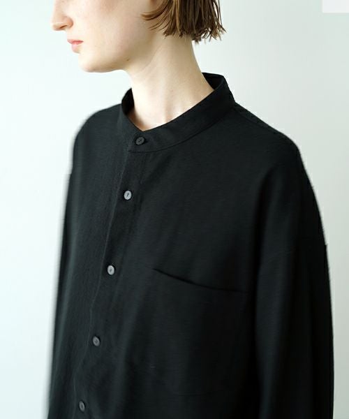 VU ヴウ wide stand collar shirts nep cotton silk [BLACK] vu-sht-008