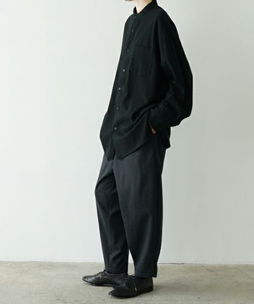 VU ヴウ wide stand collar shirts nep cotton silk [BLACK] vu-sht-008