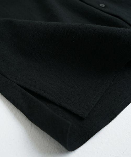 VU ヴウ wide stand collar shirts nep cotton silk [BLACK] vu-sht-008