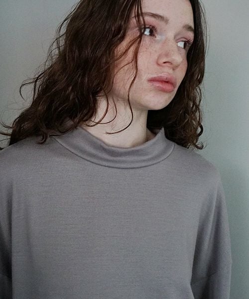 VU ヴウ petite high neck layered long knit washable wool  [GRAY MIX] vum-kn-02