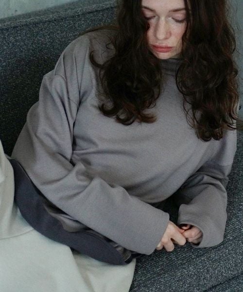 VU ヴウ petite high neck layered long knit washable wool  [GRAY MIX] vum-kn-02