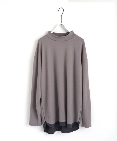 VU ヴウ petite high neck layered long knit washable wool  [GRAY MIX] vum-kn-02