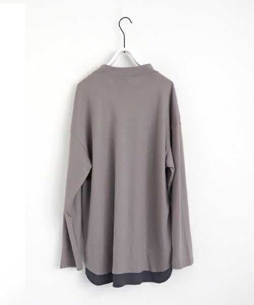 VU ヴウ petite high neck layered long knit washable wool  [GRAY MIX] vum-kn-02
