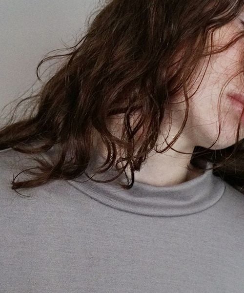 VU ヴウ petite high neck layered long knit washable wool  [GRAY MIX] vum-kn-02