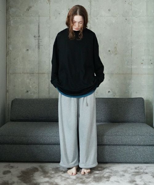 VU ヴウ petite high neck layered long knit washable wool  [BLACK×BLUE] vum-kn-02