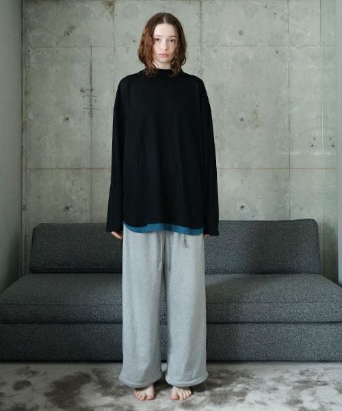 VU ヴウ petite high neck layered long knit washable wool  [BLACK×BLUE] vum-kn-02