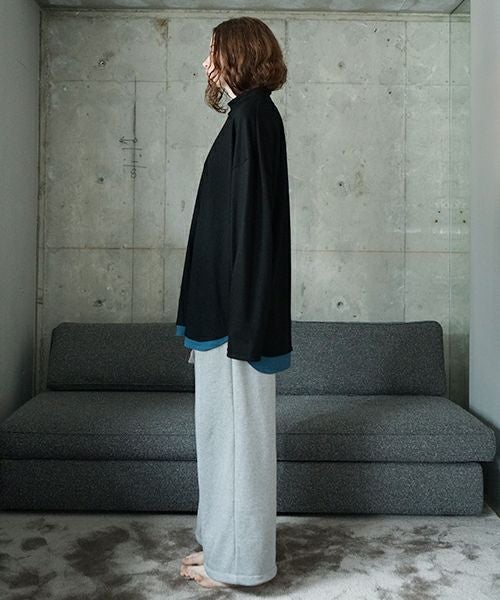 VU ヴウ petite high neck layered long knit washable wool  [BLACK×BLUE] vum-kn-02