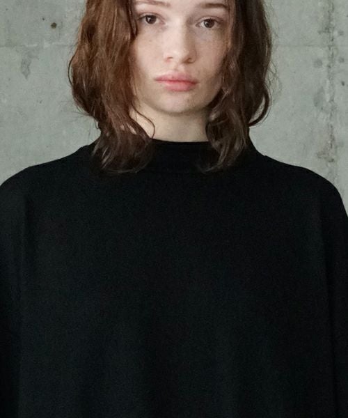 VU ヴウ petite high neck layered long knit washable wool  [BLACK×BLUE] vum-kn-02