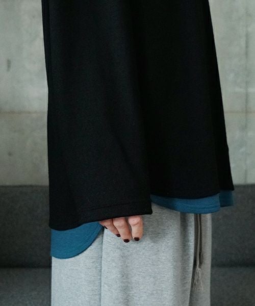 VU ヴウ petite high neck layered long knit washable wool  [BLACK×BLUE] vum-kn-02