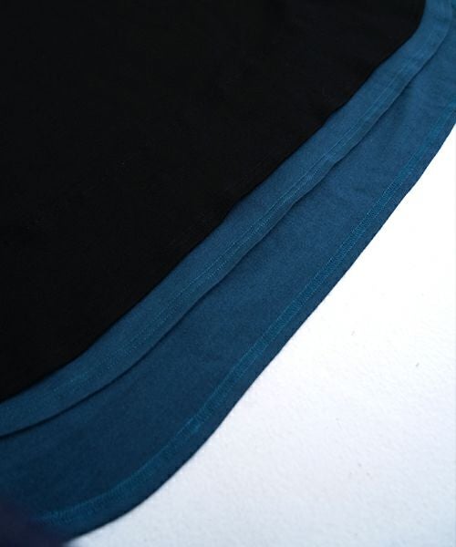 VU ヴウ petite high neck layered long knit washable wool  [BLACK×BLUE] vum-kn-02