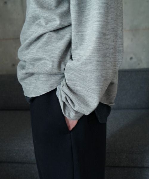 VU ヴウ petite high neck layered long knit washable wool  [BLACK×BLUE] vum-kn-02