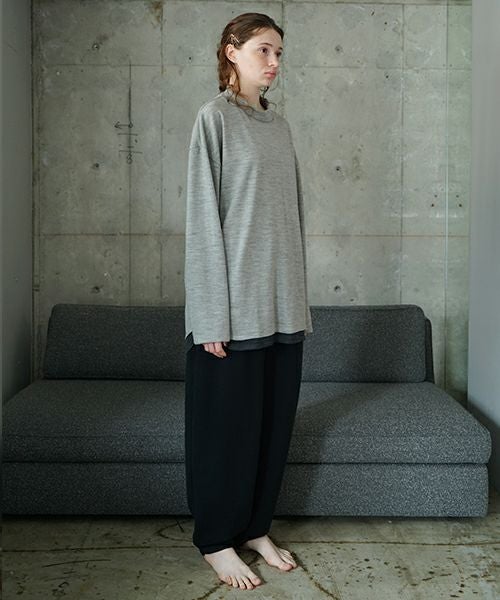 VU ヴウ petite high neck layered long knit washable wool [HEATHER GRAY MIX] vum-kn-02