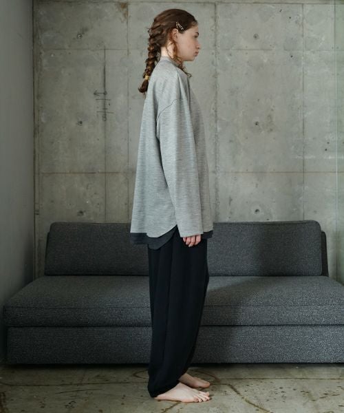 VU ヴウ petite high neck layered long knit washable wool [HEATHER GRAY MIX] vum-kn-02