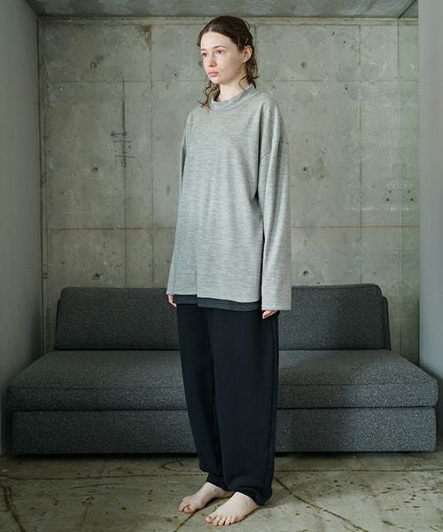 VU ヴウ petite high neck layered long knit washable wool [HEATHER GRAY MIX] vum-kn-02