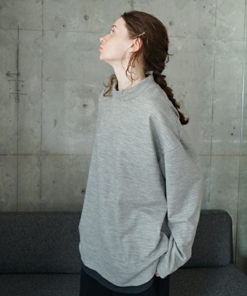VU ヴウ petite high neck layered long knit washable wool [HEATHER GRAY MIX] vum-kn-02