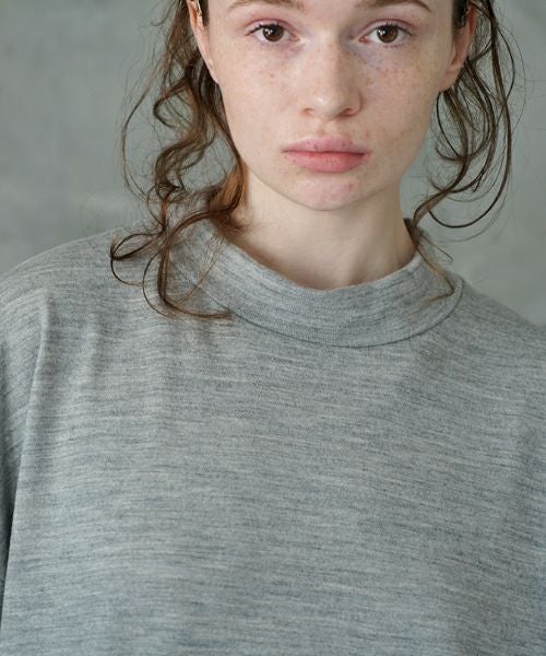 VU ヴウ petite high neck layered long knit washable wool [HEATHER GRAY MIX] vum-kn-02
