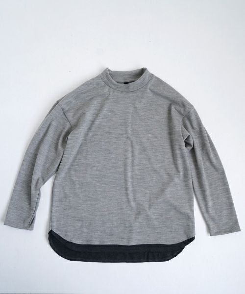 VU ヴウ petite high neck layered long knit washable wool [HEATHER GRAY MIX] vum-kn-02