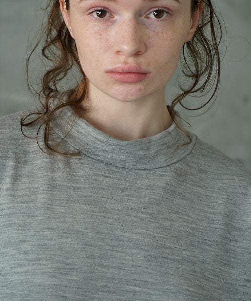 VU ヴウ petite high neck layered long knit washable wool [HEATHER GRAY MIX] vum-kn-02