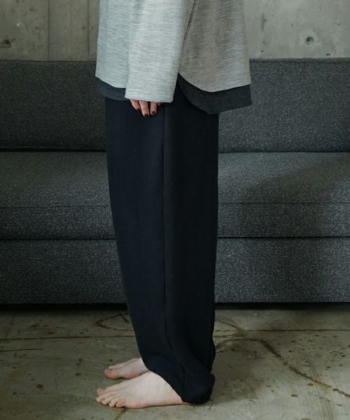 VU ヴウ petite high neck layered long knit washable wool [HEATHER GRAY MIX] vum-kn-02