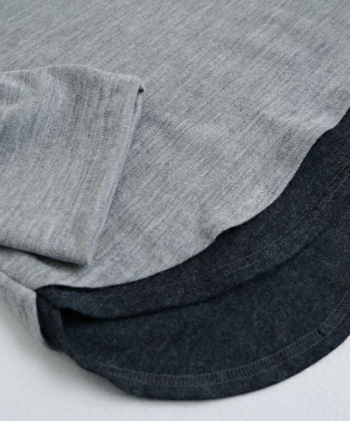 VU ヴウ petite high neck layered long knit washable wool [HEATHER GRAY MIX] vum-kn-02