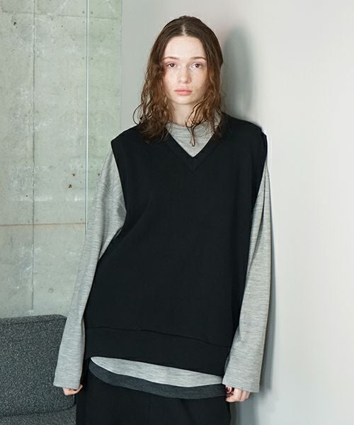 VU ヴウ v vest  cotton wool [BLACK] vum-kn01