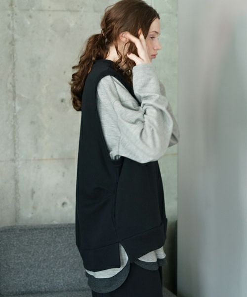 VU ヴウ v vest  cotton wool [BLACK] vum-kn01