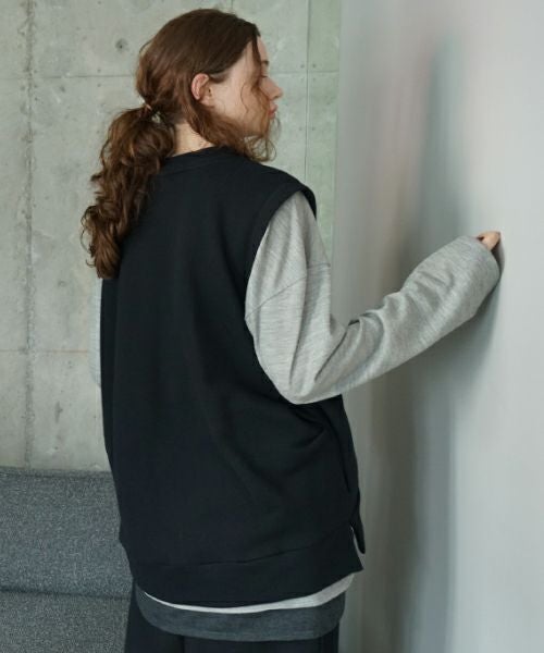 VU ヴウ v vest  cotton wool [BLACK] vum-kn01