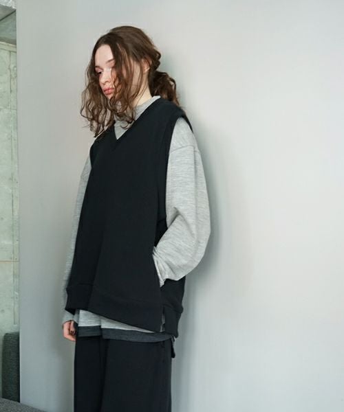 VU ヴウ v vest  cotton wool [BLACK] vum-kn01