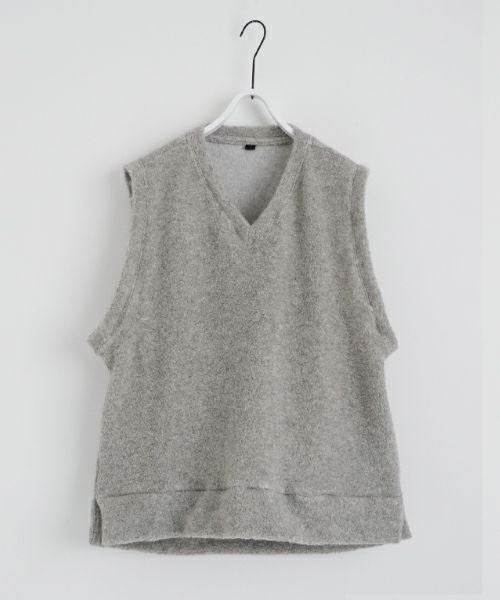 VU ヴウ boa v vest  [LIGHT HEATHER GRAY] vum-kn01