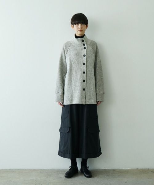  Mochiモチside button knit cardigan [grey/ma25-kn-03]