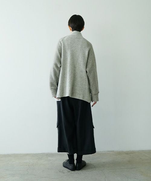  Mochiモチside button knit cardigan [grey/ma25-kn-03]