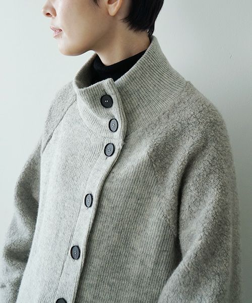  Mochiモチside button knit cardigan [grey/ma25-kn-03]