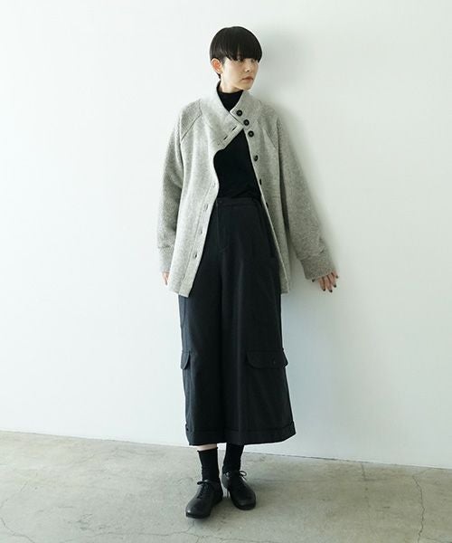  Mochiモチside button knit cardigan [grey/ma25-kn-03]