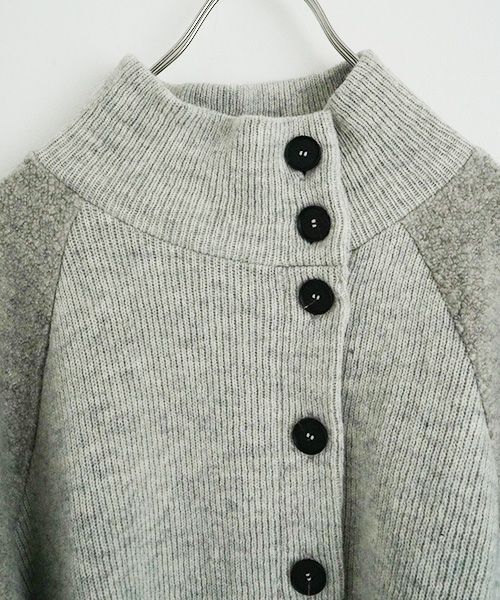  Mochiモチside button knit cardigan [grey/ma25-kn-03]