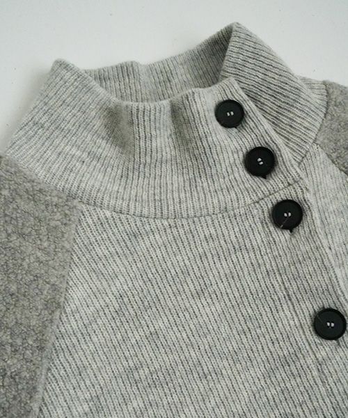  Mochiモチside button knit cardigan [grey/ma25-kn-03]