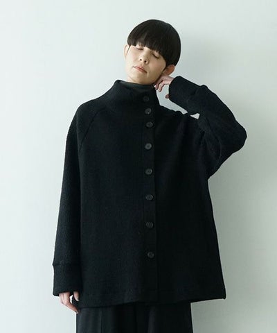 Mochiモチside button knit cardigan [black/ma25-kn-03]