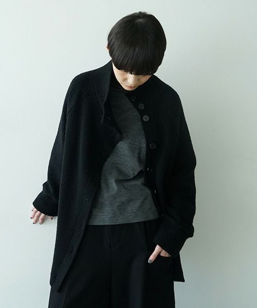 Mochiモチside button knit cardigan [black/ma25-kn-03]