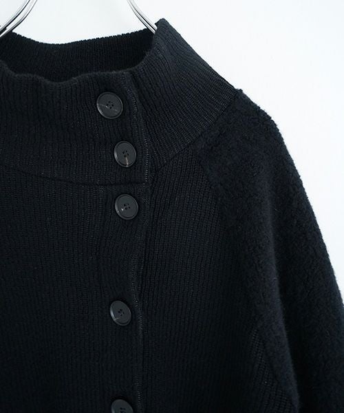 Mochiモチside button knit cardigan [black/ma25-kn-03]