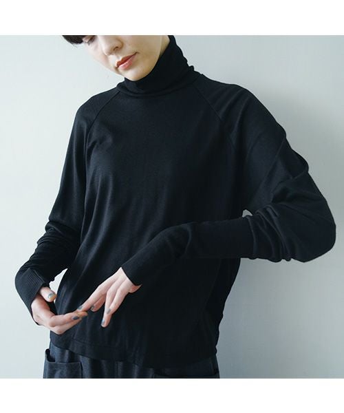 Mochiモチlong sleeve turtle knit [black/ma25-kn-02]
