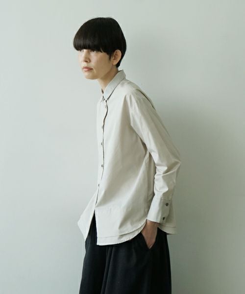Mochiモチfinx cotton double slit shirt [off beige/ma25-b-01] 