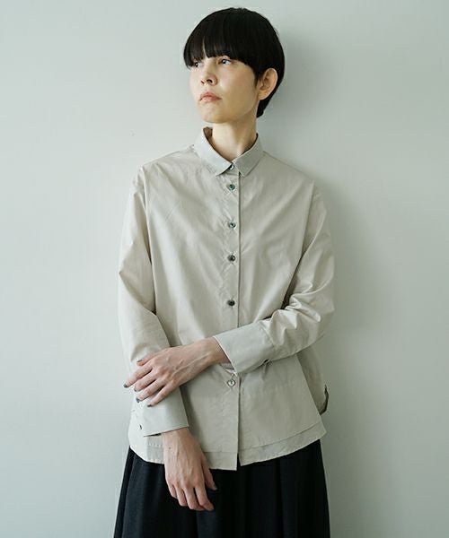 Mochiモチfinx cotton double slit shirt [off beige/ma25-b-01] 