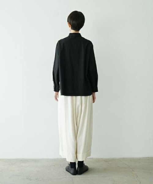 Mochiモチfinx cotton double slit shirt [black/ma25-b-01] 