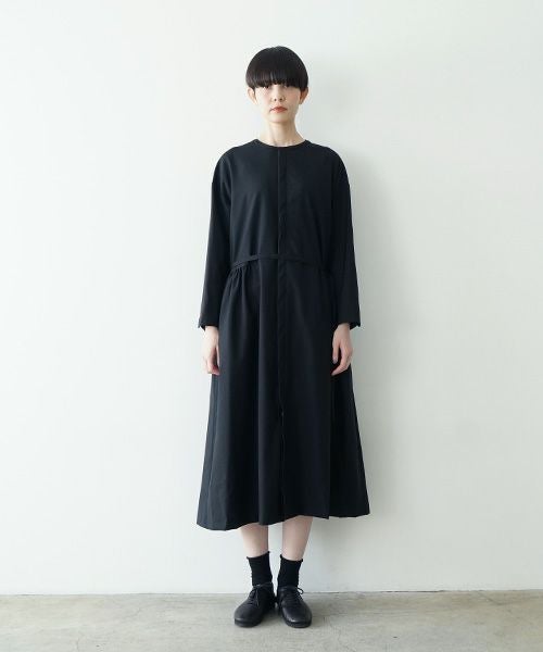 Mochiモチside gather dress [black/ma24-op-02]