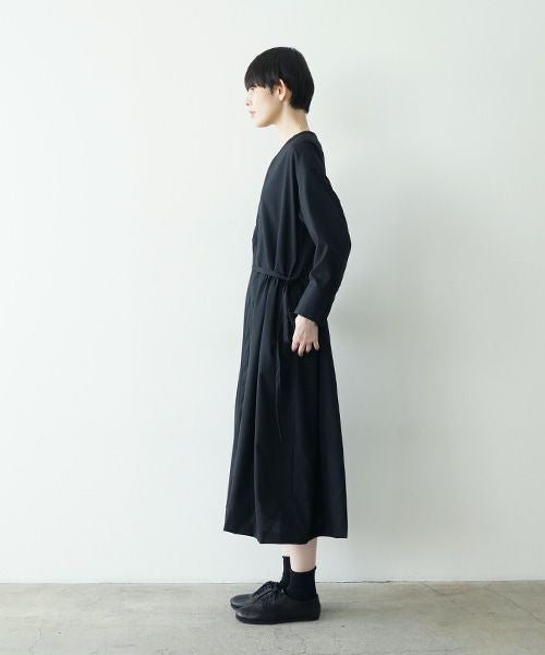 Mochiモチside gather dress [black/ma24-op-02]