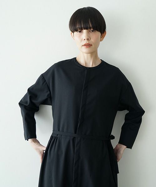 Mochiモチside gather dress [black/ma24-op-02]