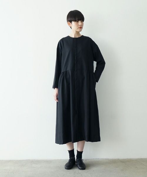 Mochiモチside gather dress [black/ma24-op-02]